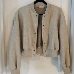 Zara Neutral Cream Bomber Jacket